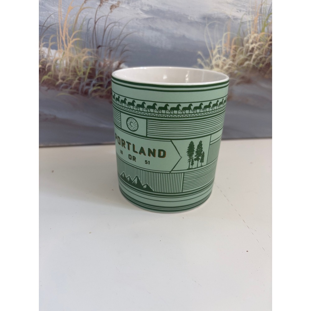 Peet's Coffee Portland Oregon Souvenir Mug Sage Green 12oz Ceramic Cup PNW